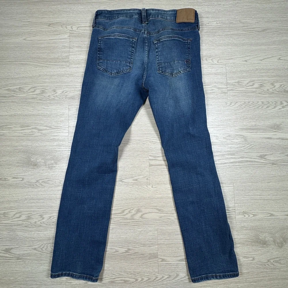 Aeropostale Mens Slim Jeans Blue 31/30‎ Distressed Ripped Denim Pants